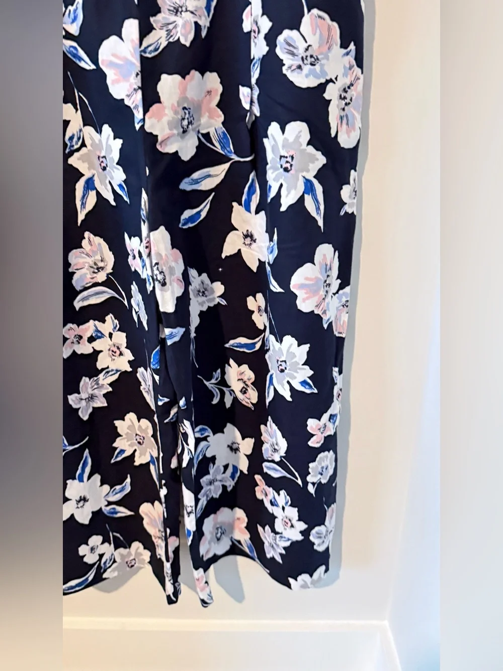 Banana Republic Floral Linen Wide Leg Jumpsuit Women 14 Vacation Travel Casual